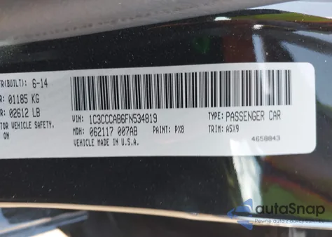 2015 Chrysler 200 Limited from USA, damaged, VIN 1C3CCCAB6FN534819